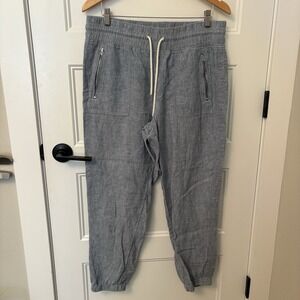 Athleta Cabo Linen Pant Women's 12 Chambray Blue Loose Style 530642-00 Joggers